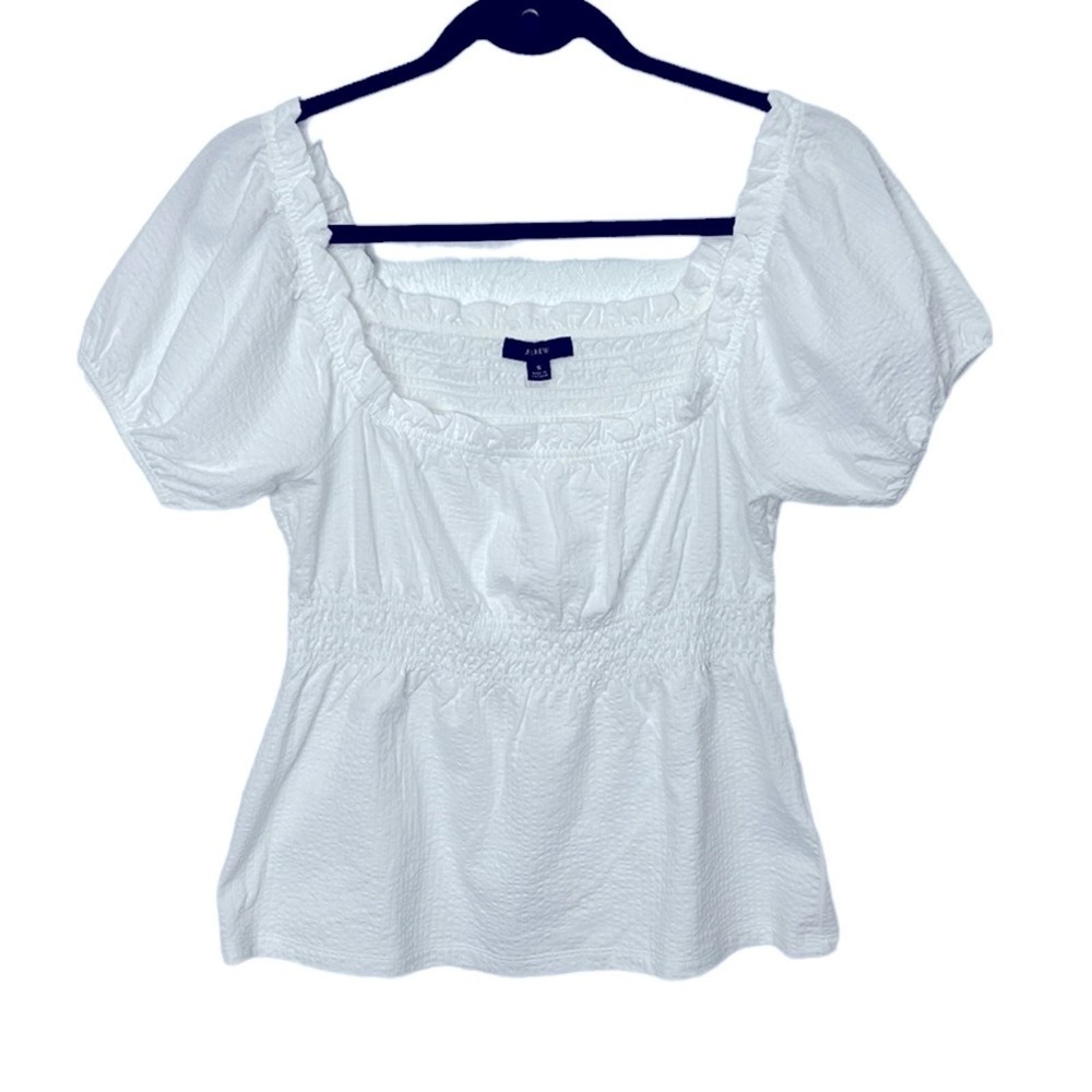 J. Crew off shoulder Peasant boho elastic white top size small